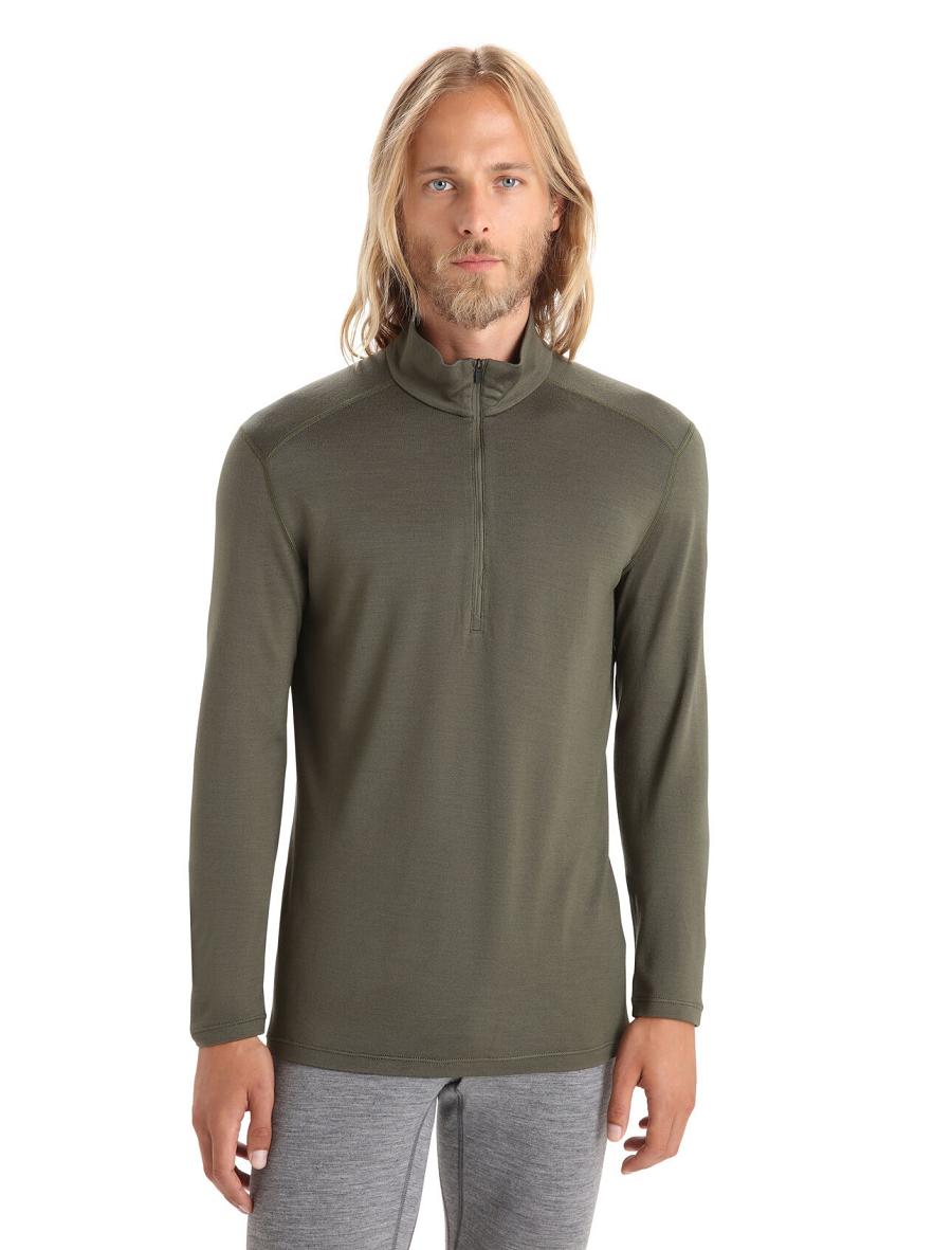 Icebreaker Merino 260 Tech Long Sleeve Half Zip Thermal Top Miesten Base Layers Oliivinvihreä | FI 1384PJJQ